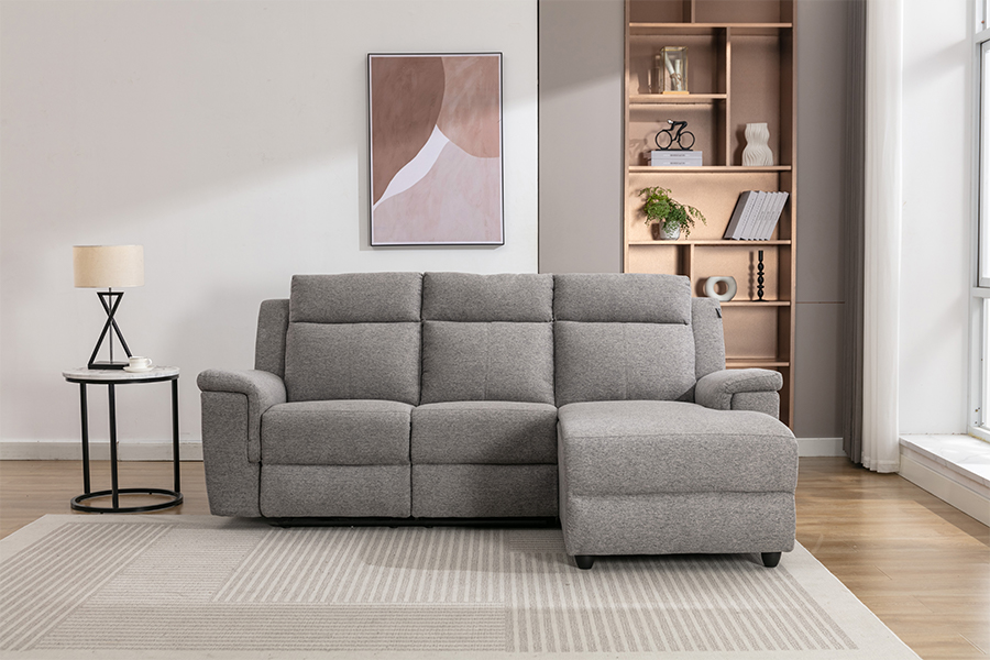 RC-7088 Tissu de polyester épais manuel canapé sectionnel inclinable avec des accoudoirs et coussins chaise